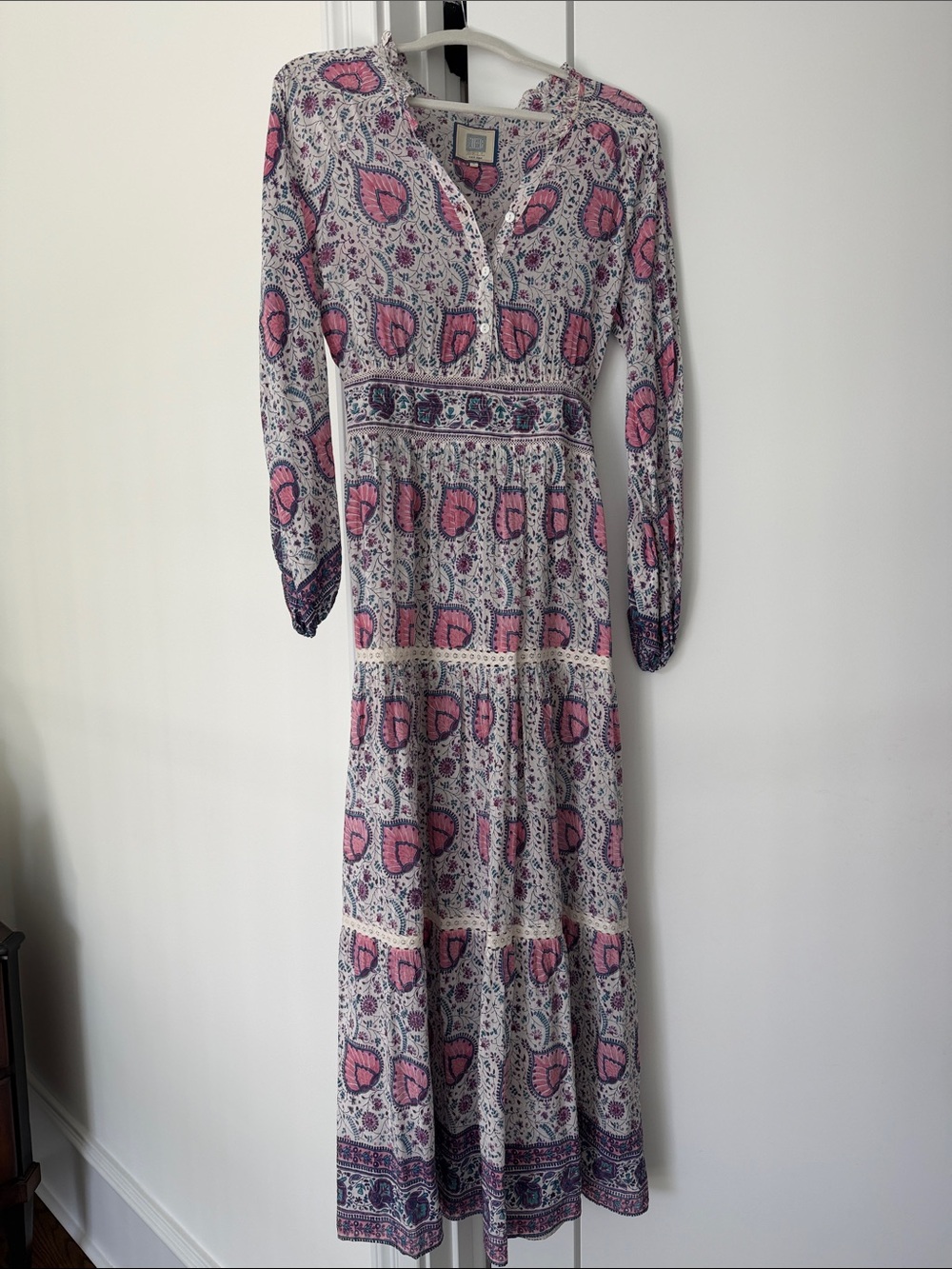 BELL Pink Long-sleeved Maxi Dress Size Small